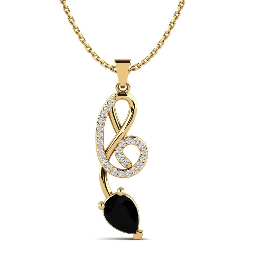 Pear Black Sapphire Women's Pendant Delicia