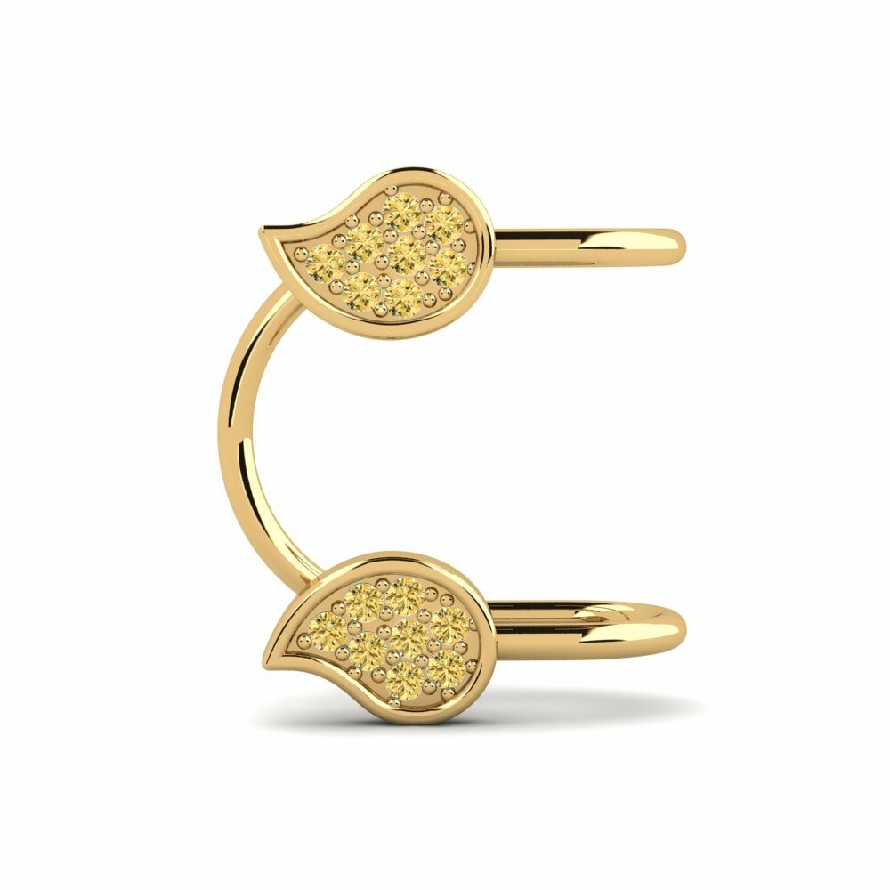 Brazalete de oreja Ear Cuffs Pendientes Delima Oro Amarillo 375 Diamante Amarillo