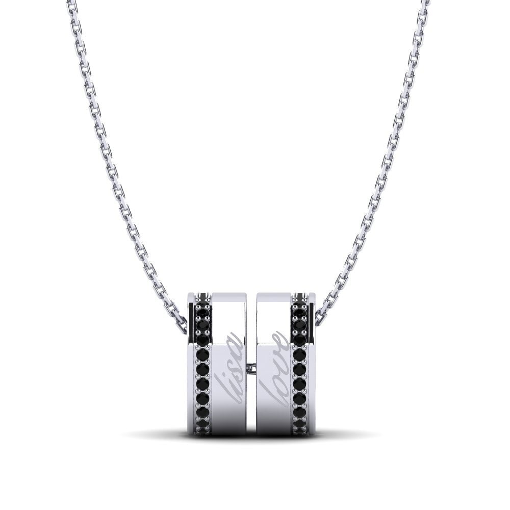 Weiß-Silber Schwarzer Diamant Damen anhänger Delisa