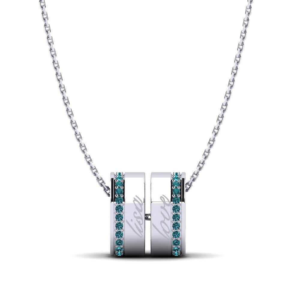 Weiß-Silber Blauer Diamant Damen anhänger Delisa