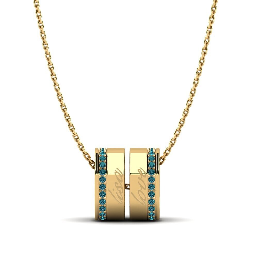 14k Oro Amarillo Diamante Azul Colgante de Mujer Delisa