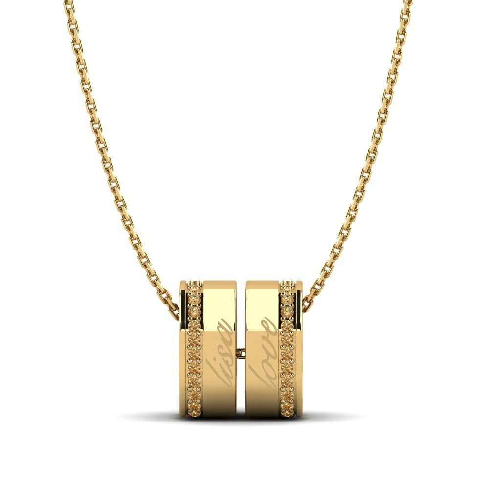 14k Oro Amarillo Diamante Marrón Colgante de Mujer Delisa