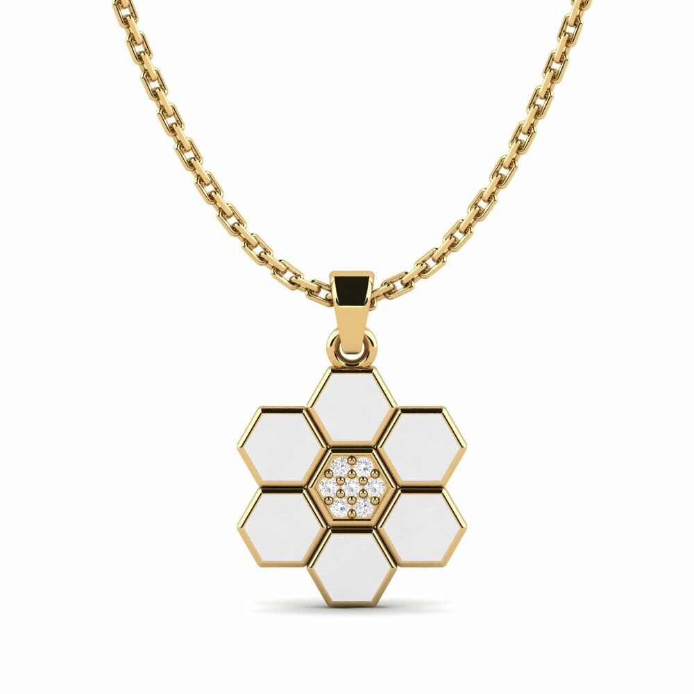 Vàng 9K Đá Sapphire Trắng Mặt dây chuyền nữ Delist
