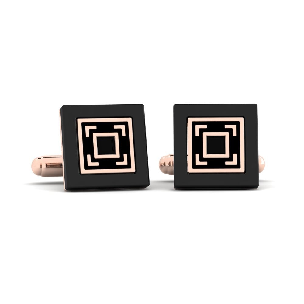 14ct Rose Gold Black Sapphire Cufflink Deloach