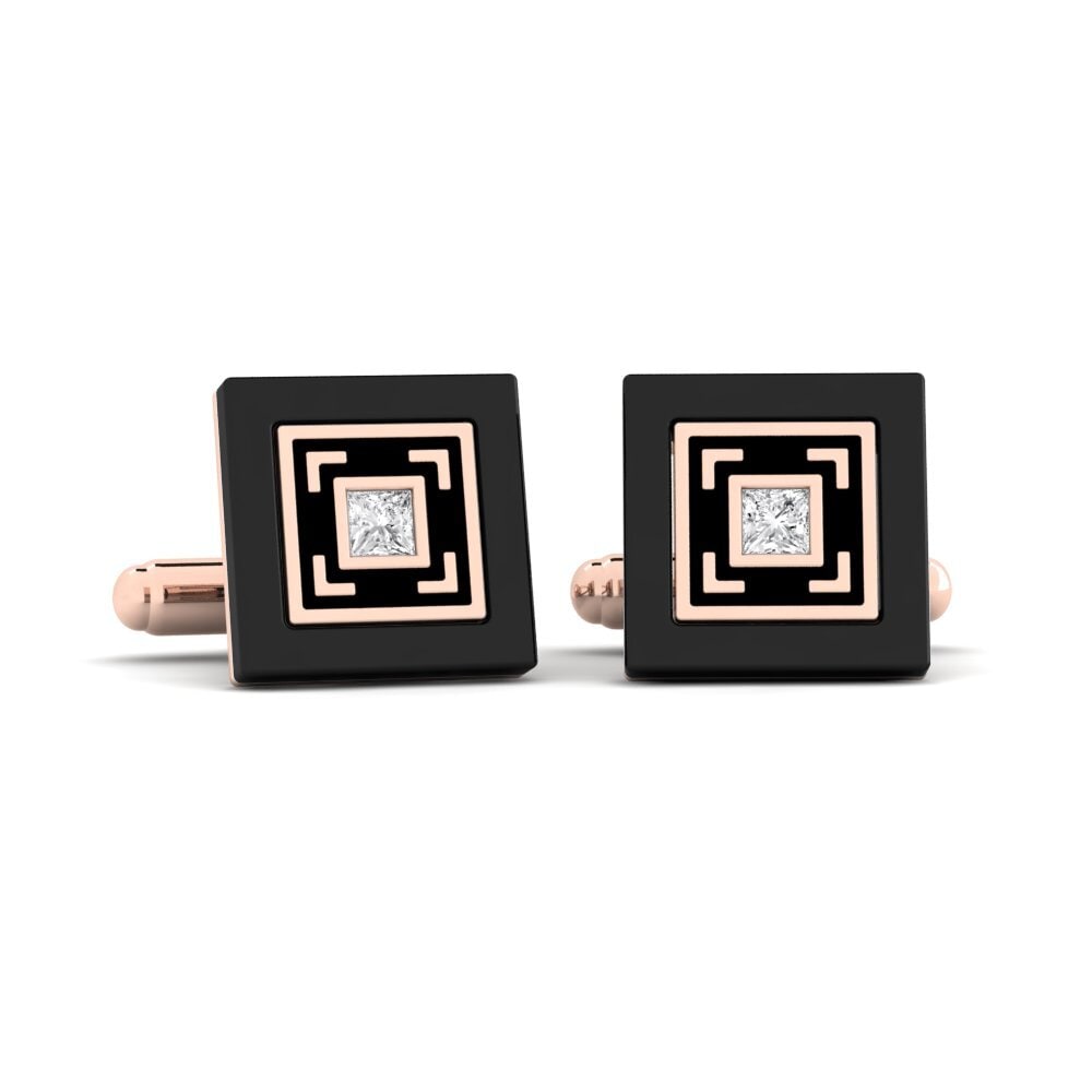 14ct Rose Gold White sapphire Cufflink Deloach