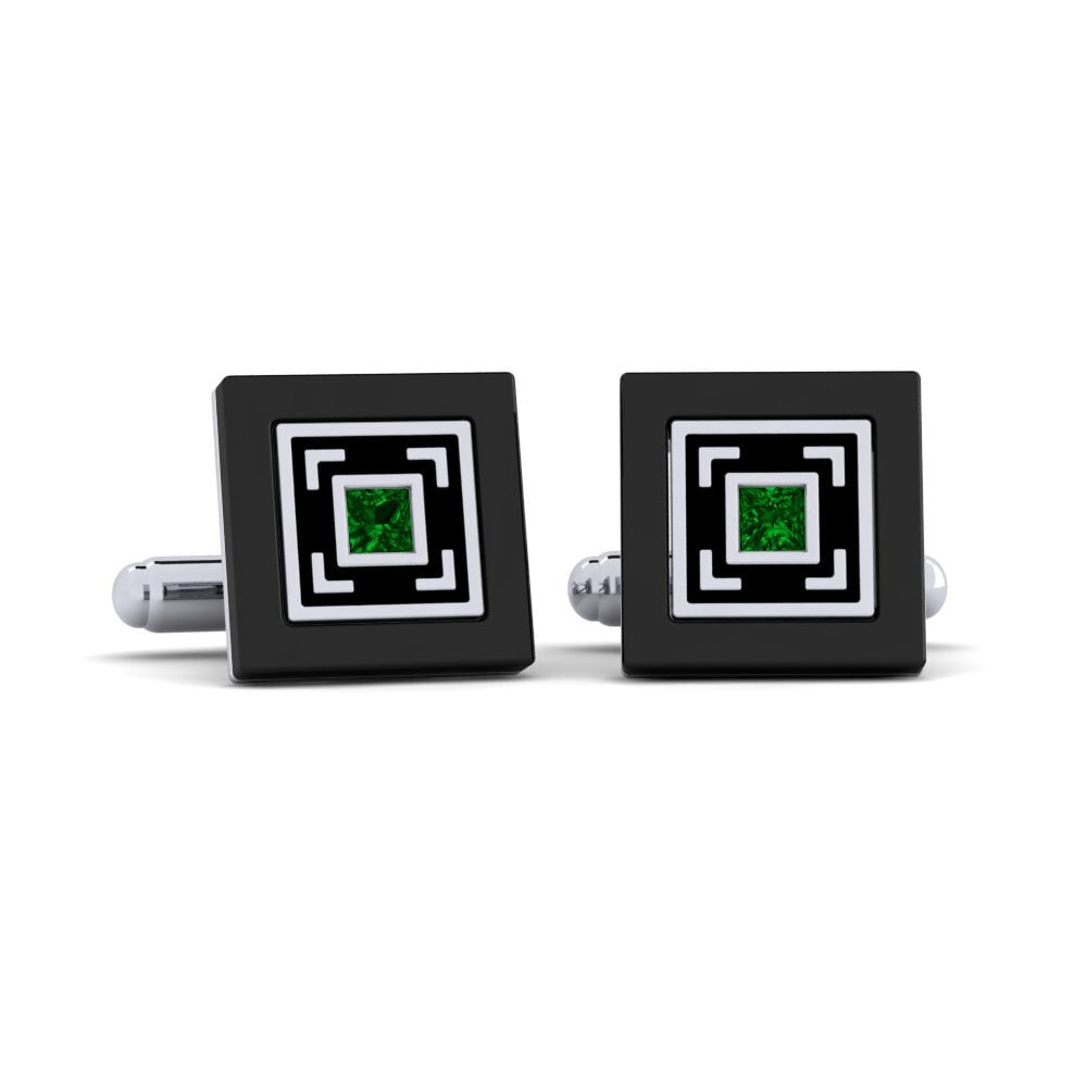 950 Platinum Green Zirconia Cufflink Deloach