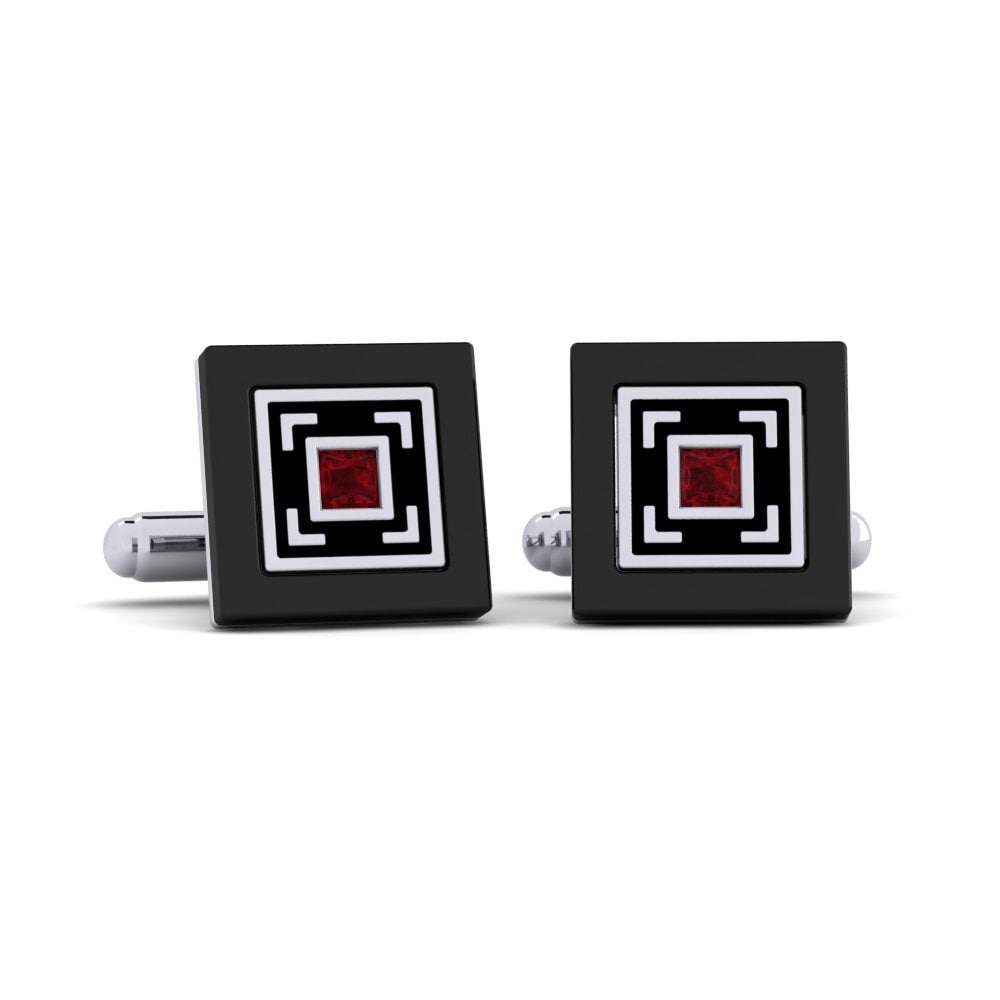 18ct White Gold Ruby Cufflink Deloach