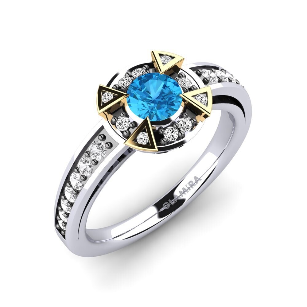 Shop Carat Round cut 14ct White Yellow Gold Blue Topaz