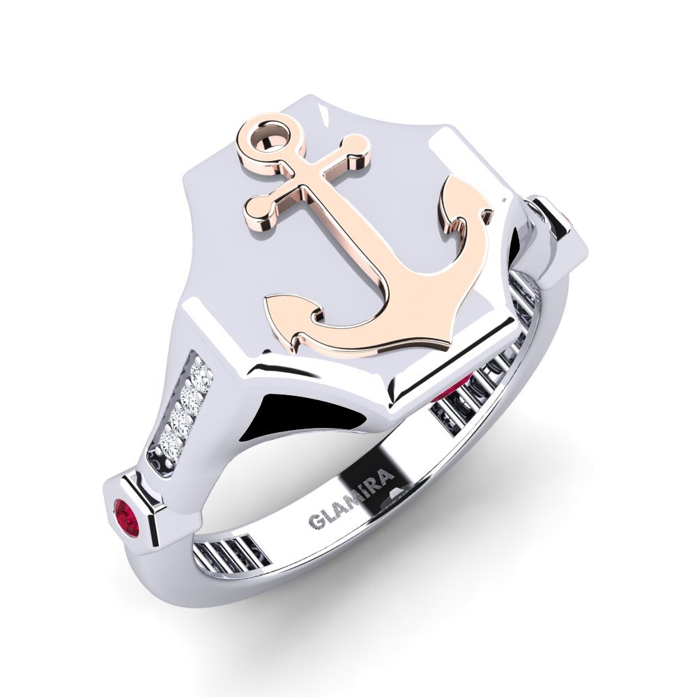 14ct White & Rose Gold Ruby Men's Ring Deloraysa