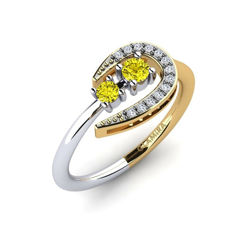 時尚 黃色鑽石 戒指 Delphia