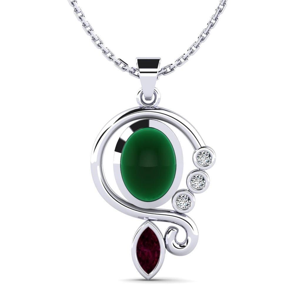Paladio 950 Esmeralda Cabujón Colgante de Mujer Delyssa