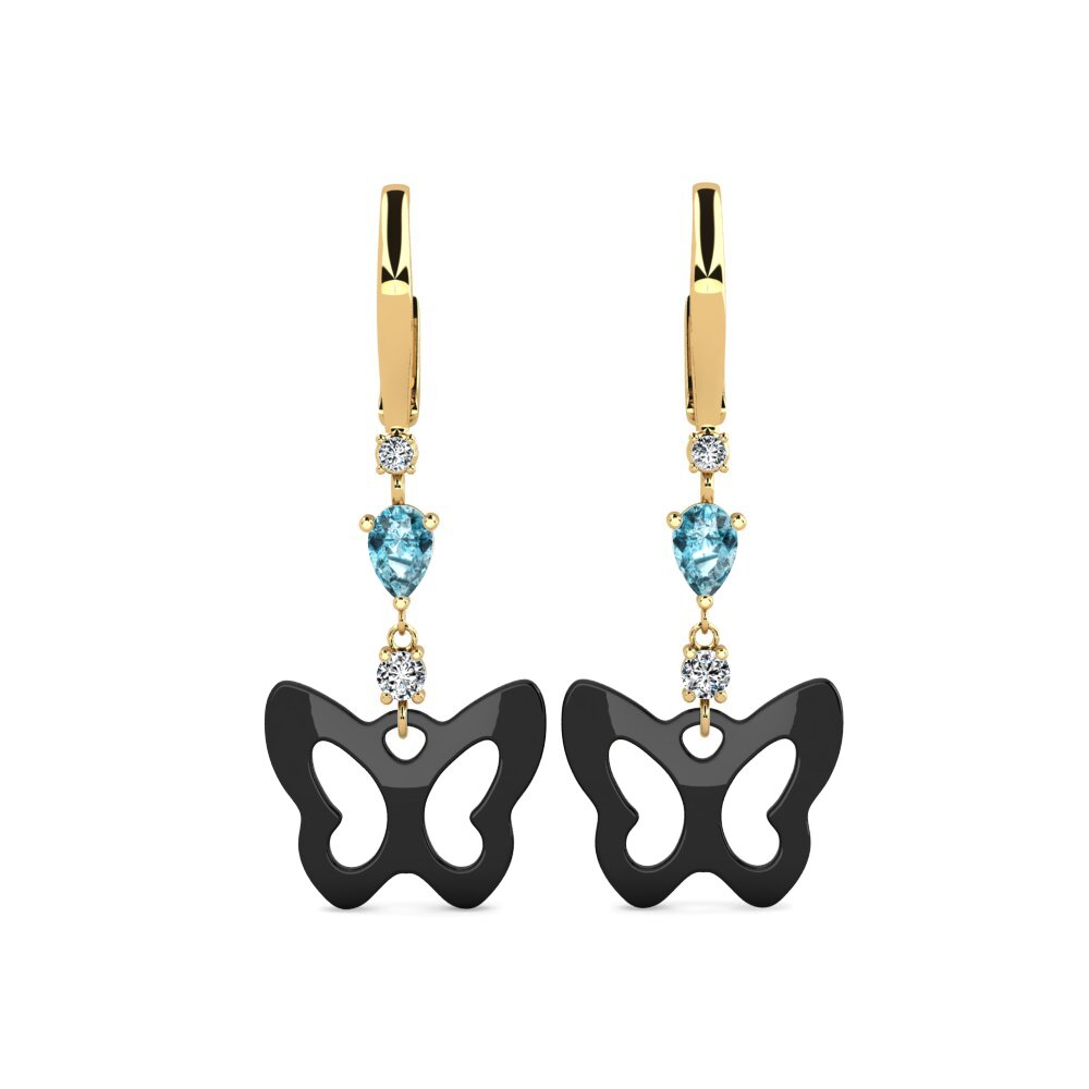 14ct Yellow Gold Blue Zircon Women's Earring Demarco
