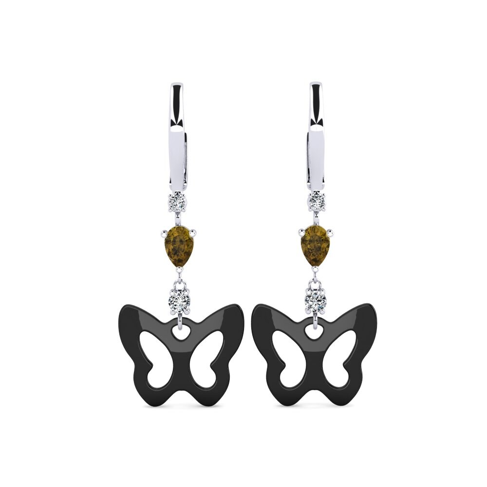 White Silver Brown Zircon Women's Earring Demarco