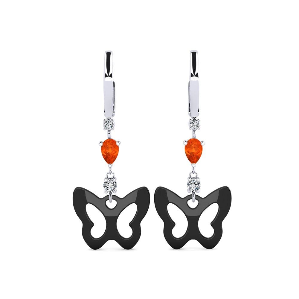 950 Platinum Fire Opal Women's Earring Demarco
