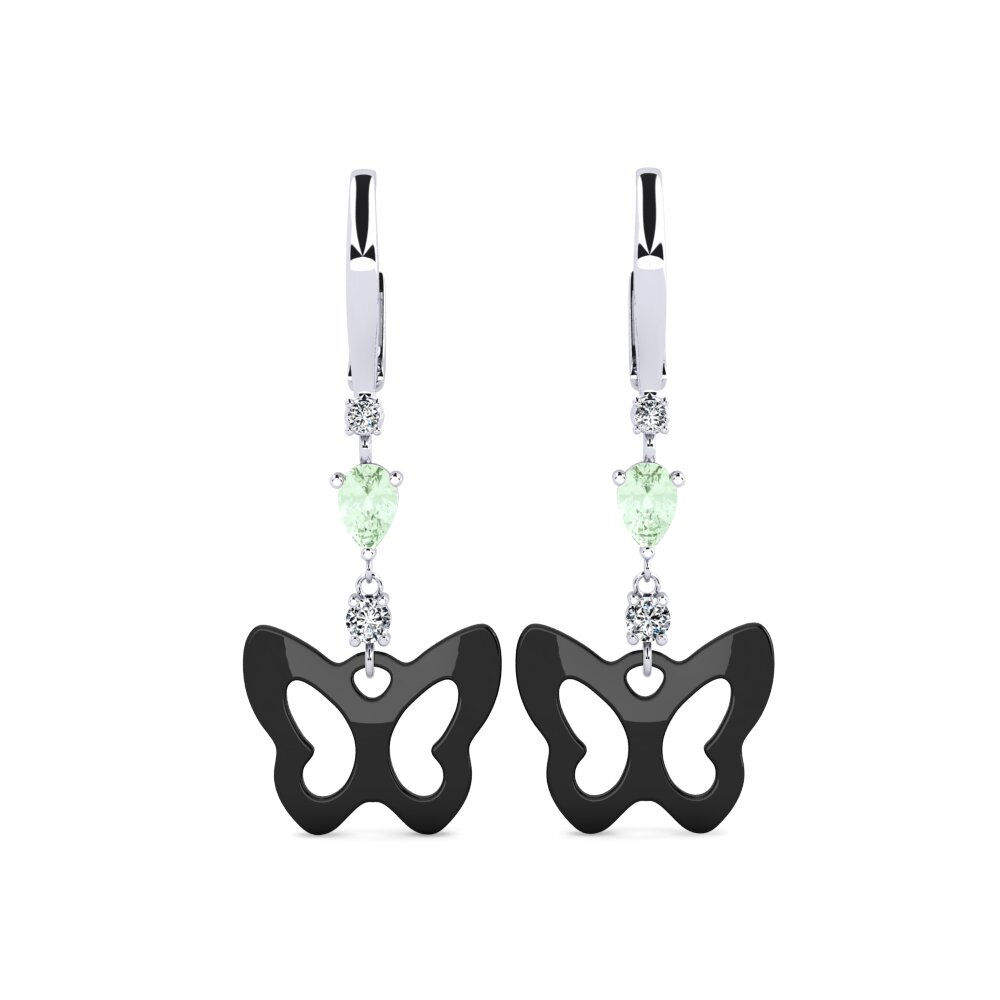 950 Platinum Green Amethyst Women's Earring Demarco