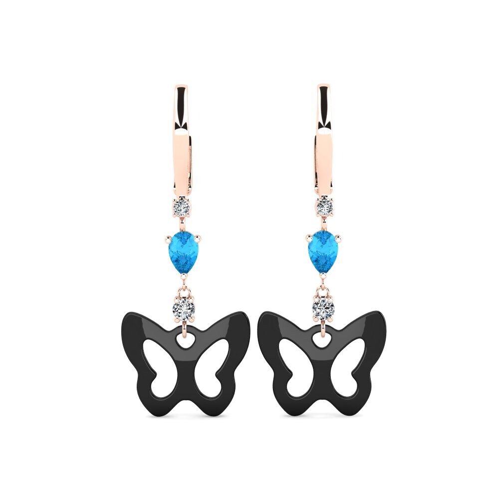 9ct Rose Gold Blue Topaz Women's Earring Demarco