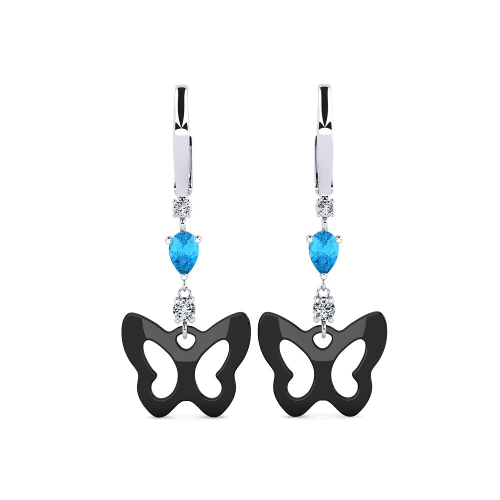 950 Platinum Blue Topaz Women's Earring Demarco