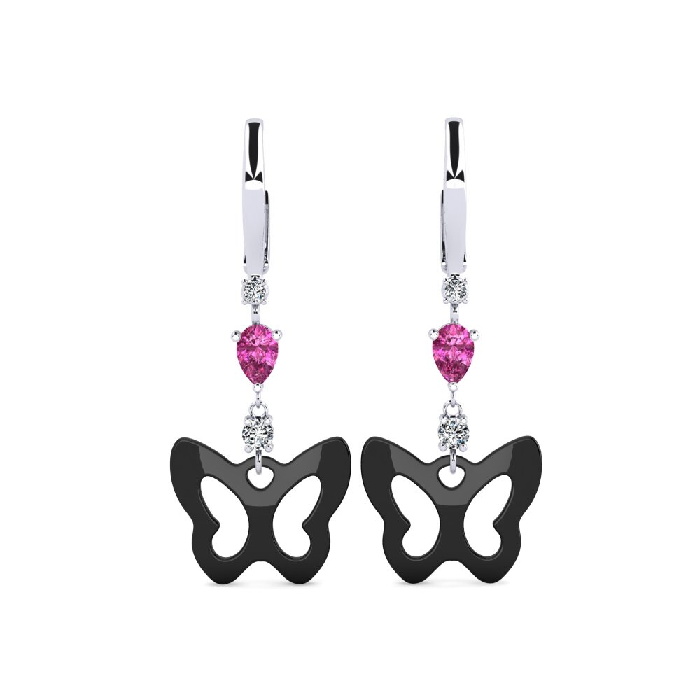 950 Platinum Pink Topaz Women's Earring Demarco