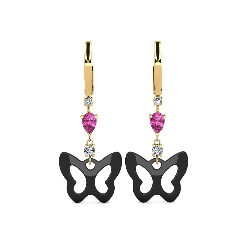 14ct Yellow Gold Pink Topaz Women's Earring Demarco