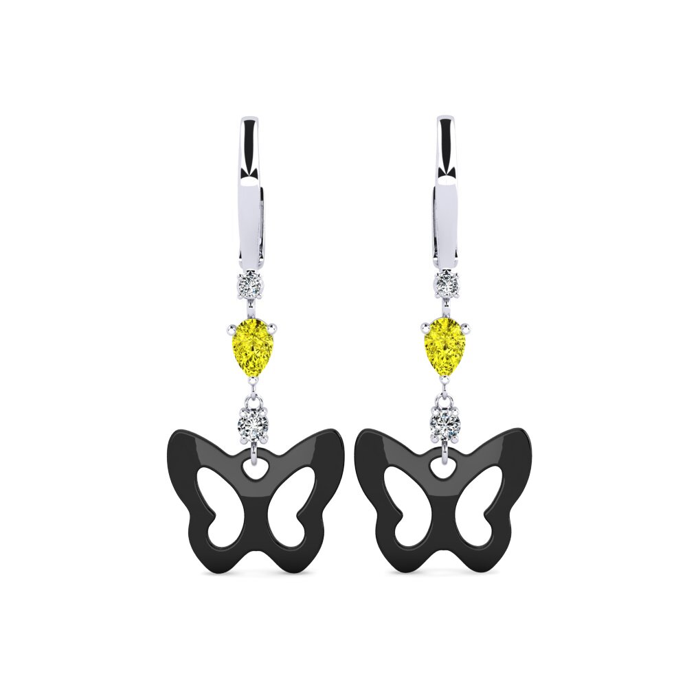 14ct White Gold Yellow Diamond Women's Earring Demarco