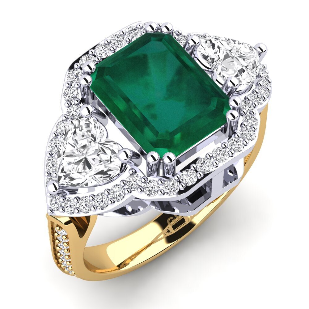9k Oro Blanco & Amarillo Anillo de compromiso Demaura