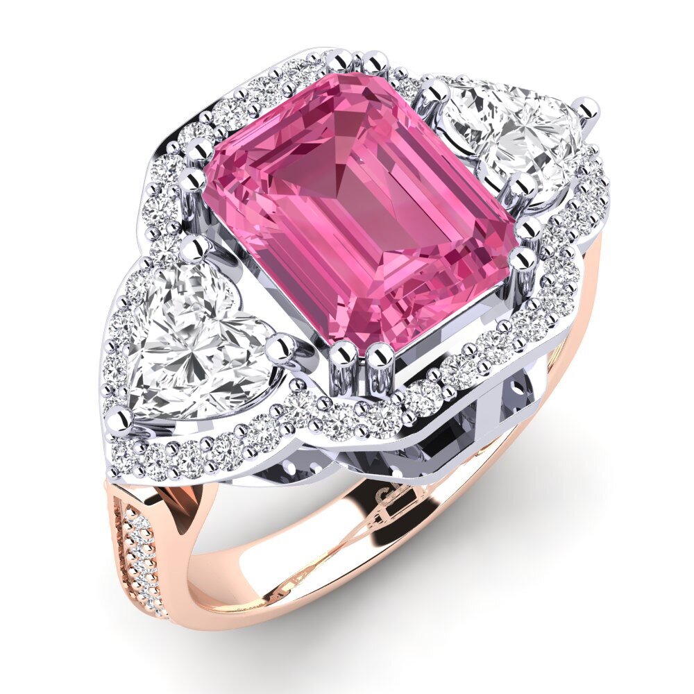 14ct White & Rose Gold Pink Tourmaline Engagement Ring Demaura
