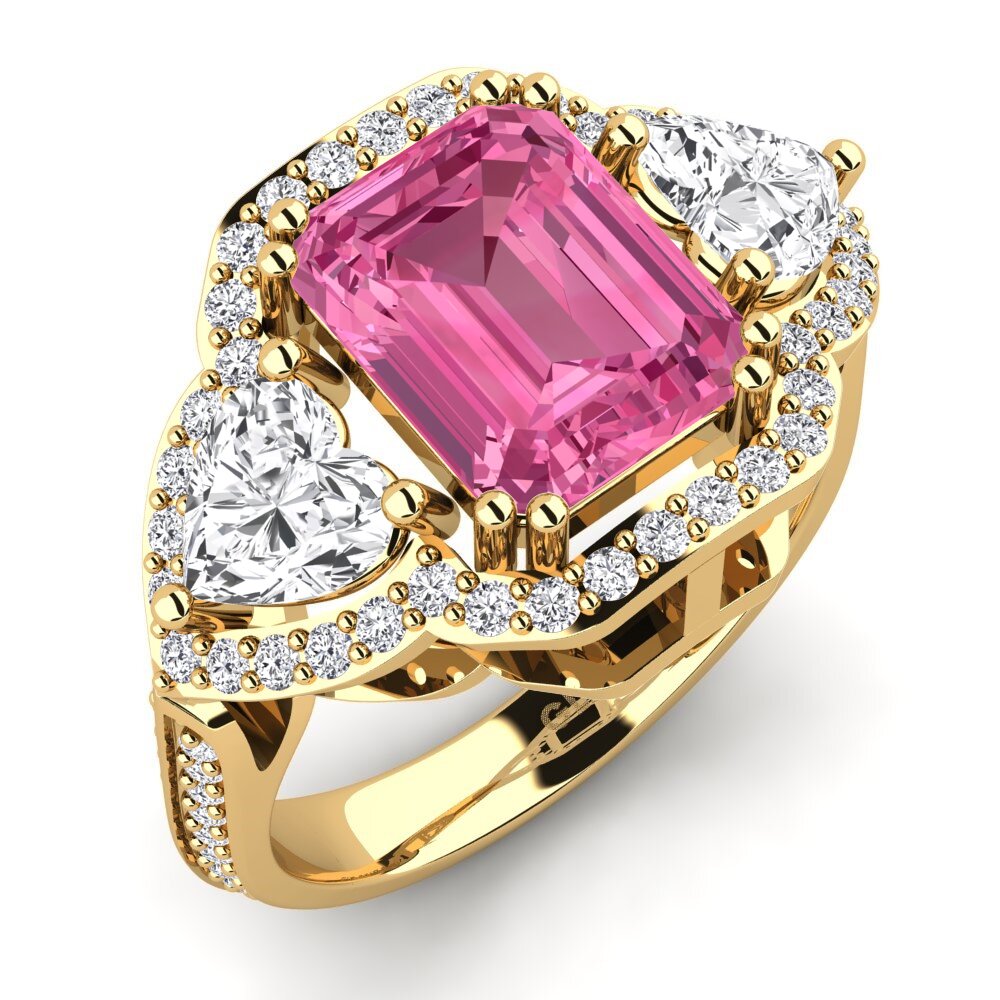 9ct Yellow Gold Pink Tourmaline Engagement Ring Demaura