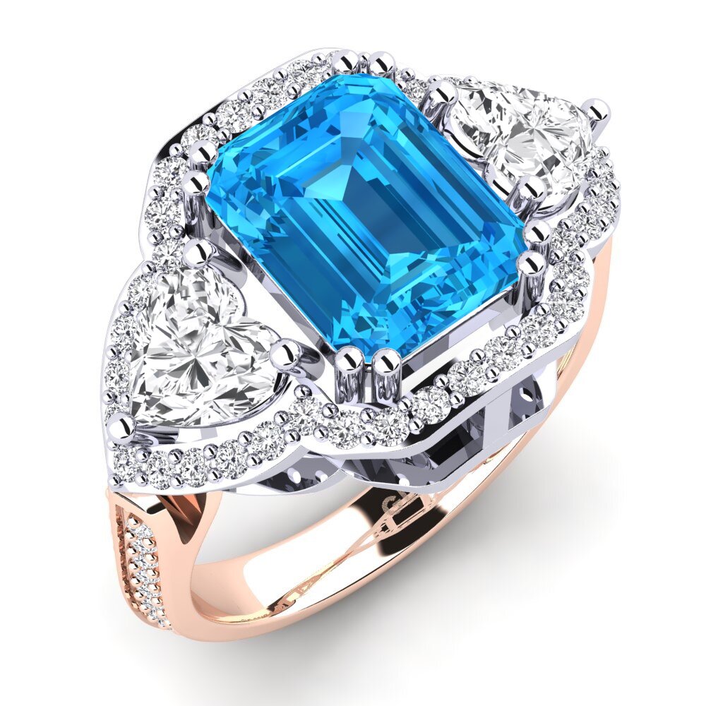 18k Oro Blanco & Rosa Anillo de compromiso Demaura