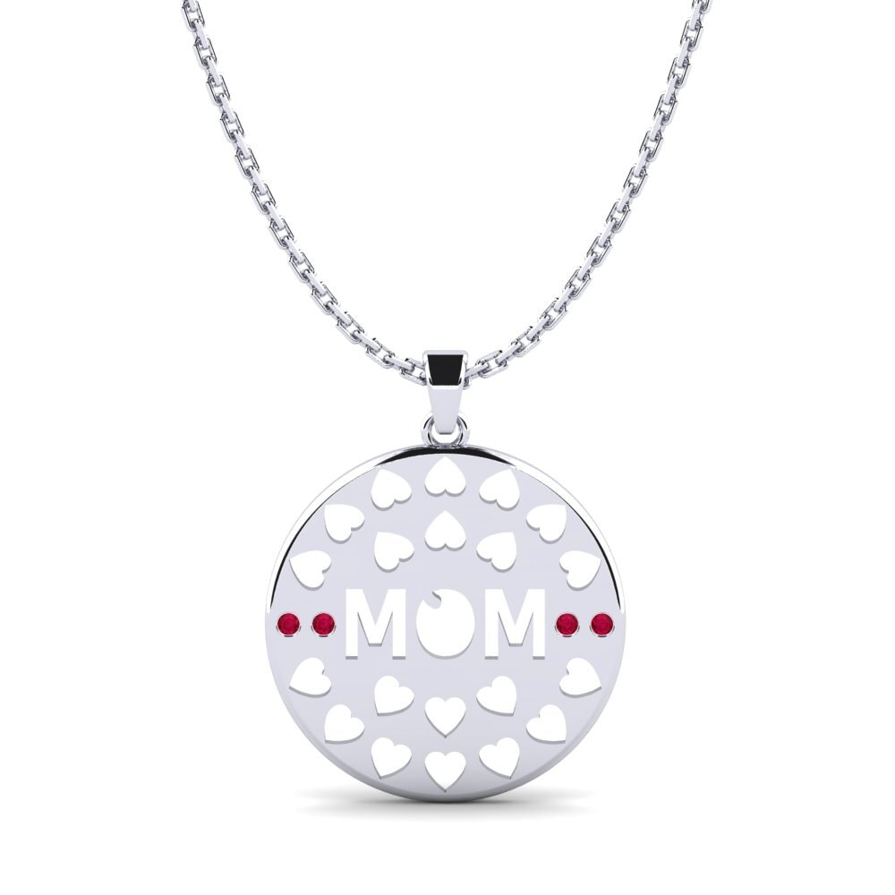 White Silver Ruby Women's Pendant Demetra