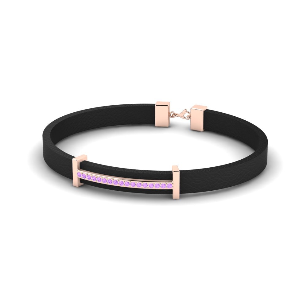 9K Rose Gold Amethyst Men's Bracelet Demetrius