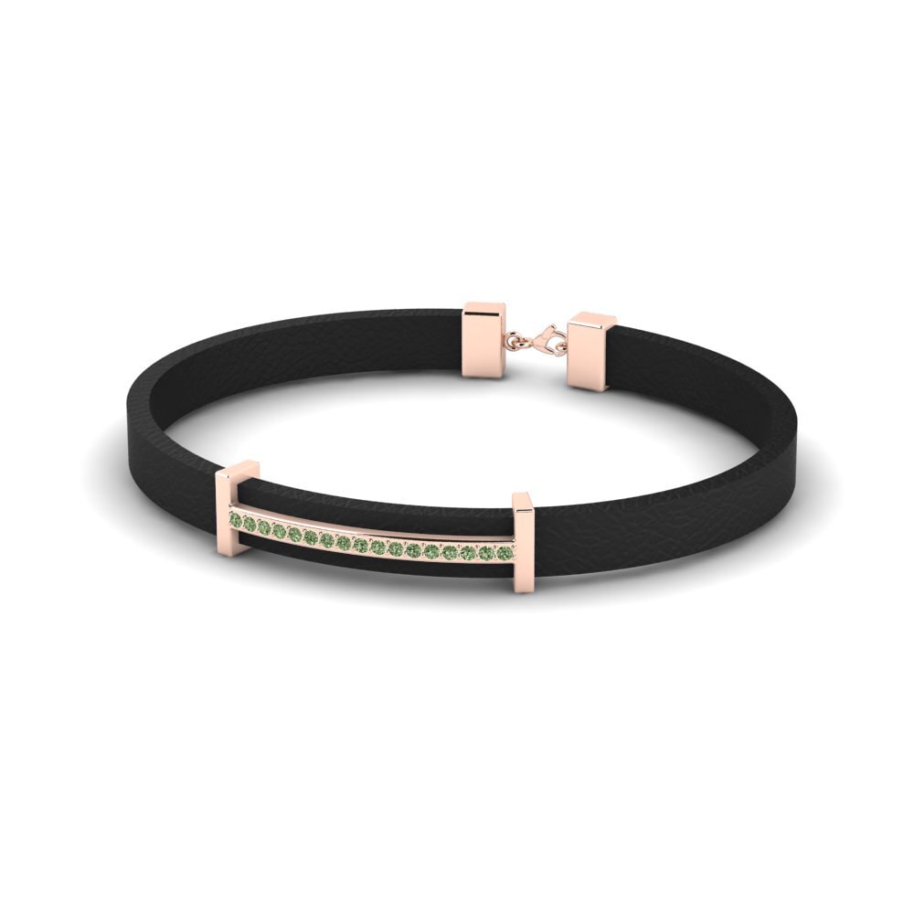 18ct Rose Gold Green Diamond Men's Bracelet Demetrius