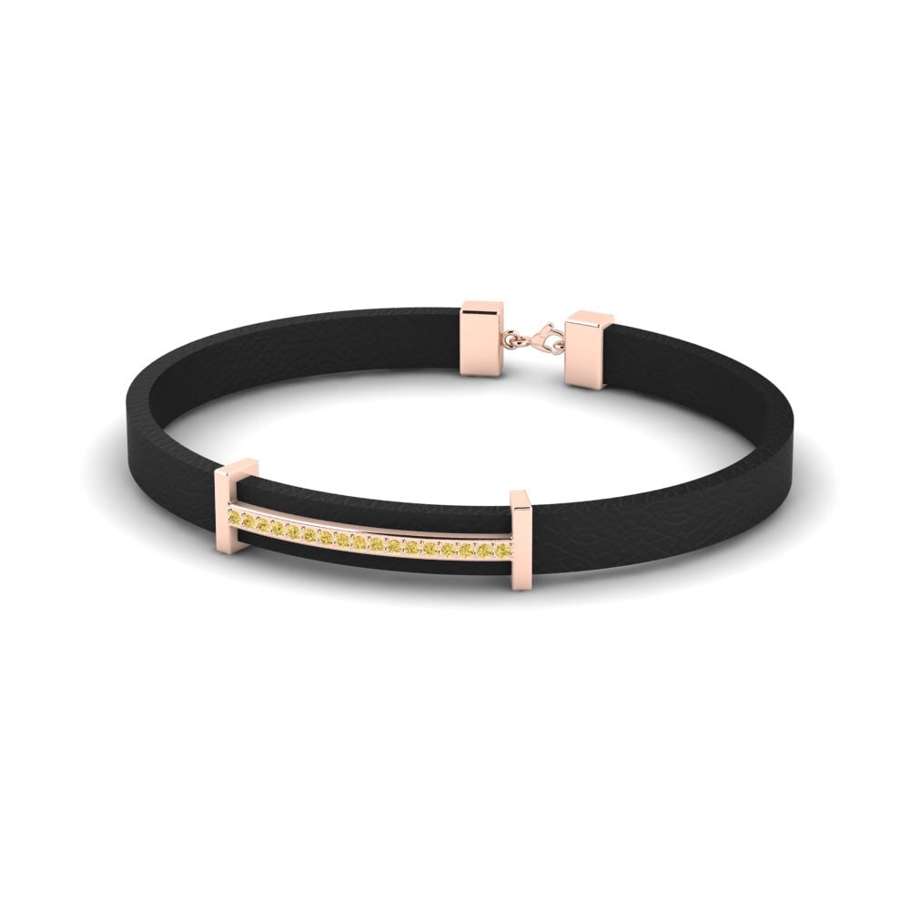 18ct Rose Gold Yellow Diamond Men's Bracelet Demetrius