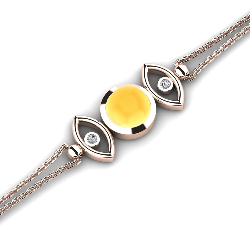 9k Oro Rosa Citrino Cabujón Pulsera de Mujer Denae