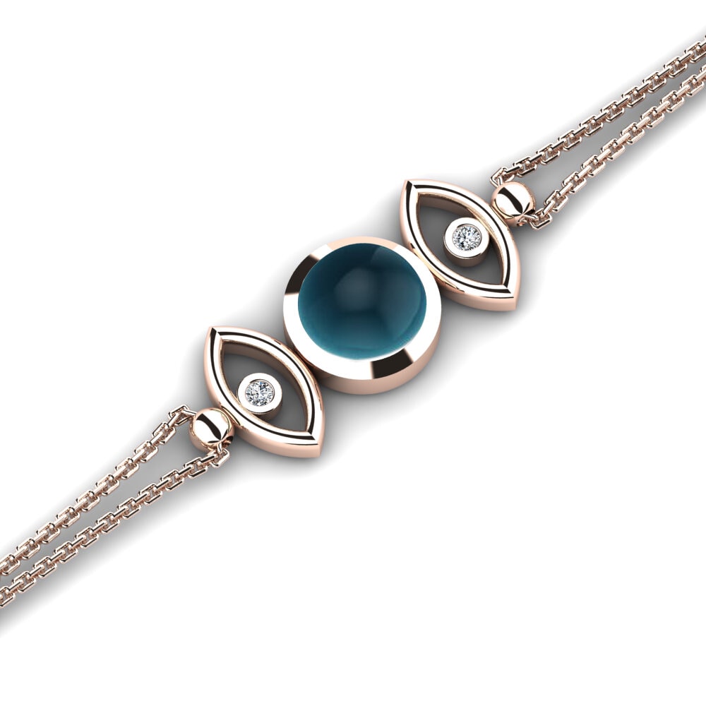 14k Rose Gold Cabochon London Blue Topaz Women's Bracelet Denae