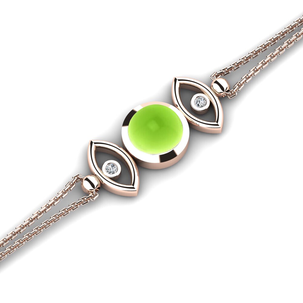 9k Oro Rosa Peridoto Cabujón Pulsera de Mujer Denae