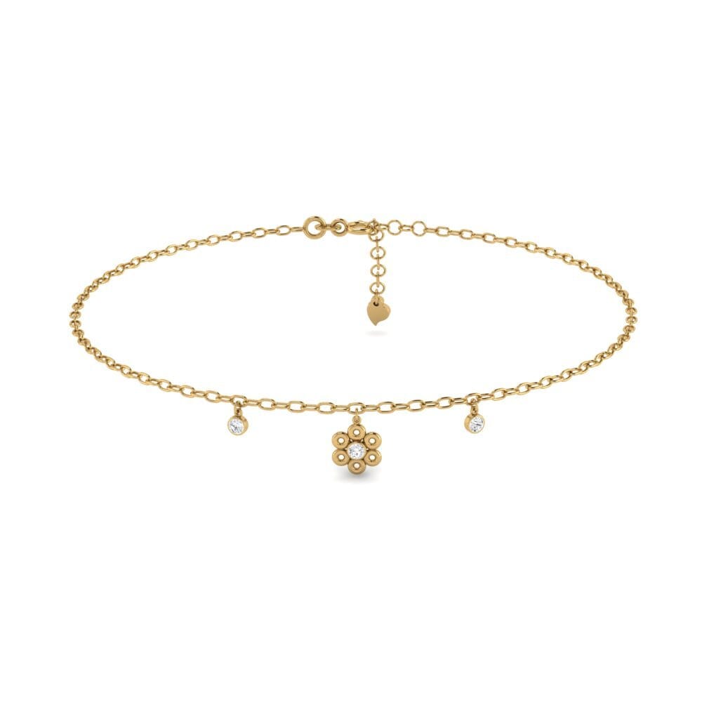 14ct Yellow Gold White sapphire Women's Anklet Deneen