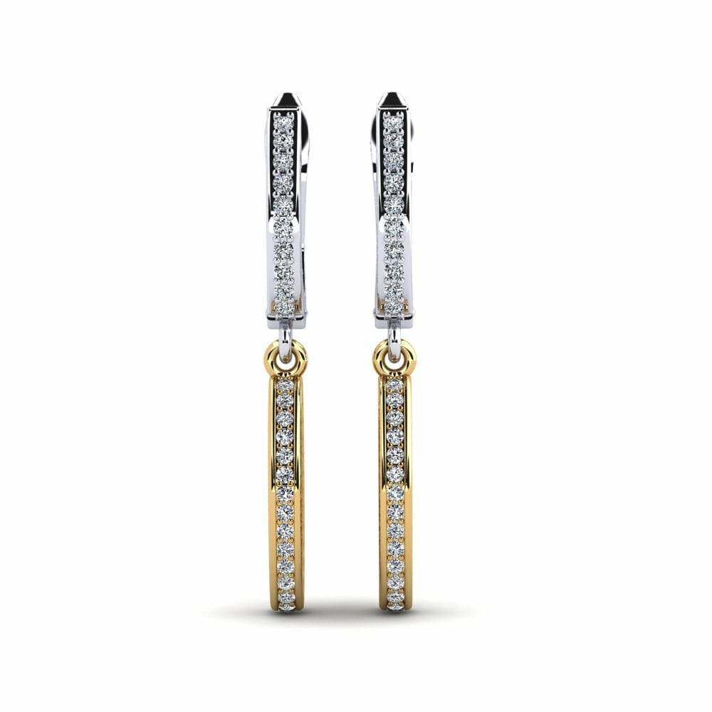 14k Oro Amarillo & Blanco Pendiente de mujer Denier