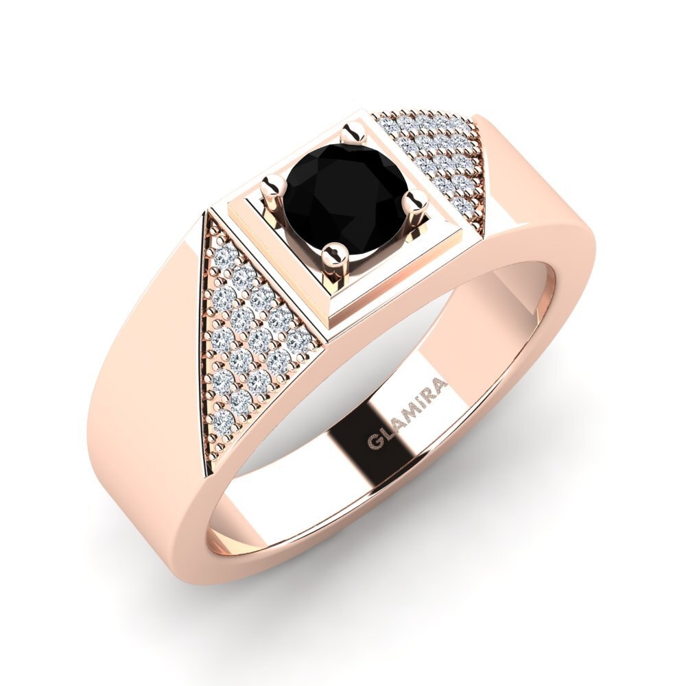 Oro Rosso 750 Zaffiro Nero Anello da uomo Denis
