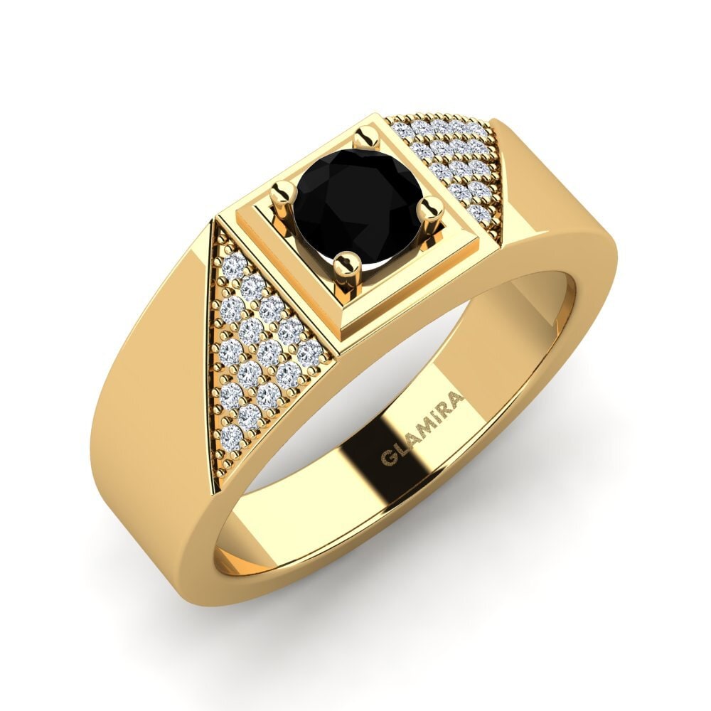 Oro Giallo 375 Zaffiro Nero Anello da uomo Denis