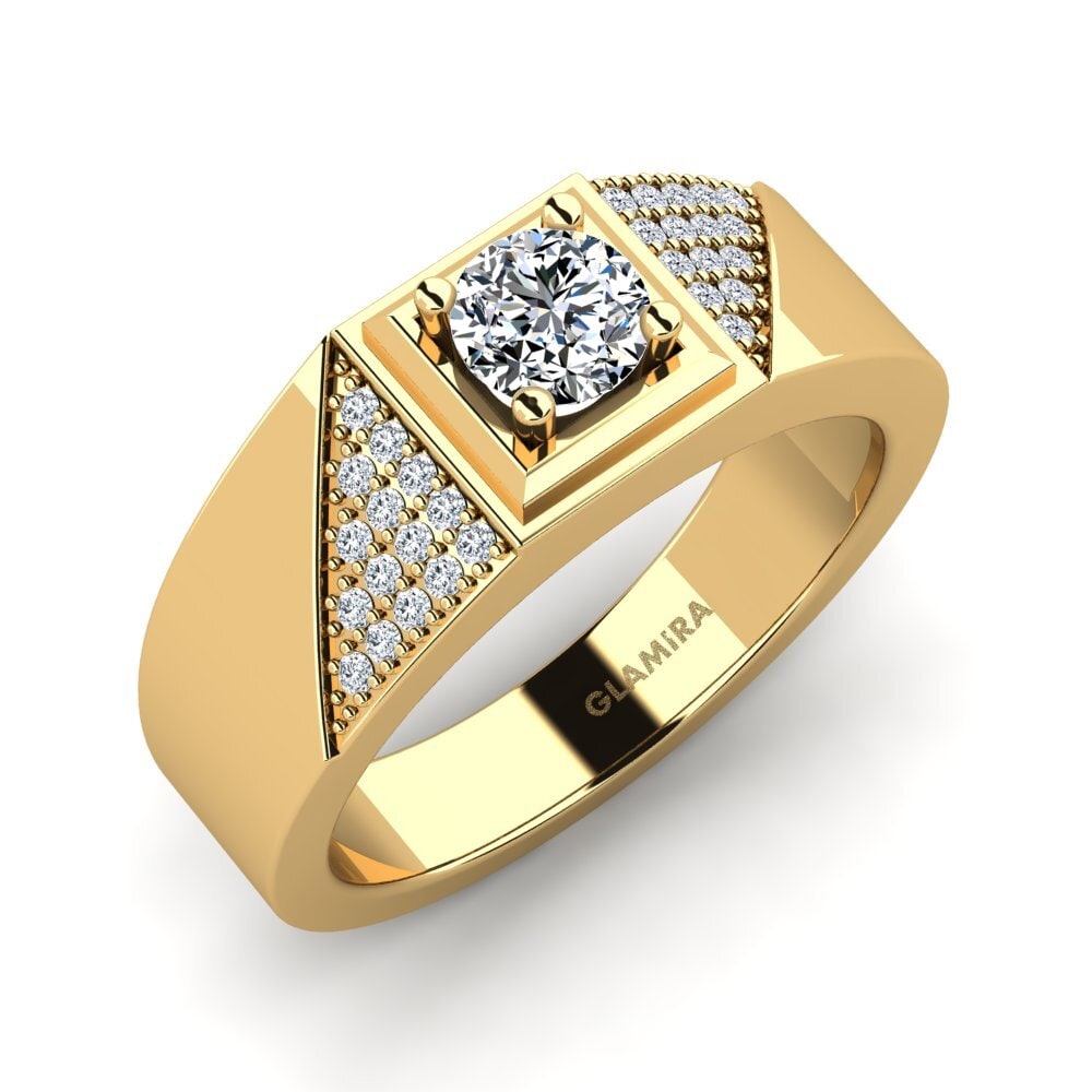 Oro Giallo 585 Zircone Anello da uomo Denis