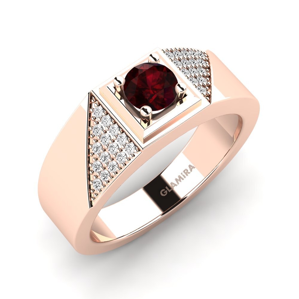 Oro Rosso 750 Granato Anello da uomo Denis