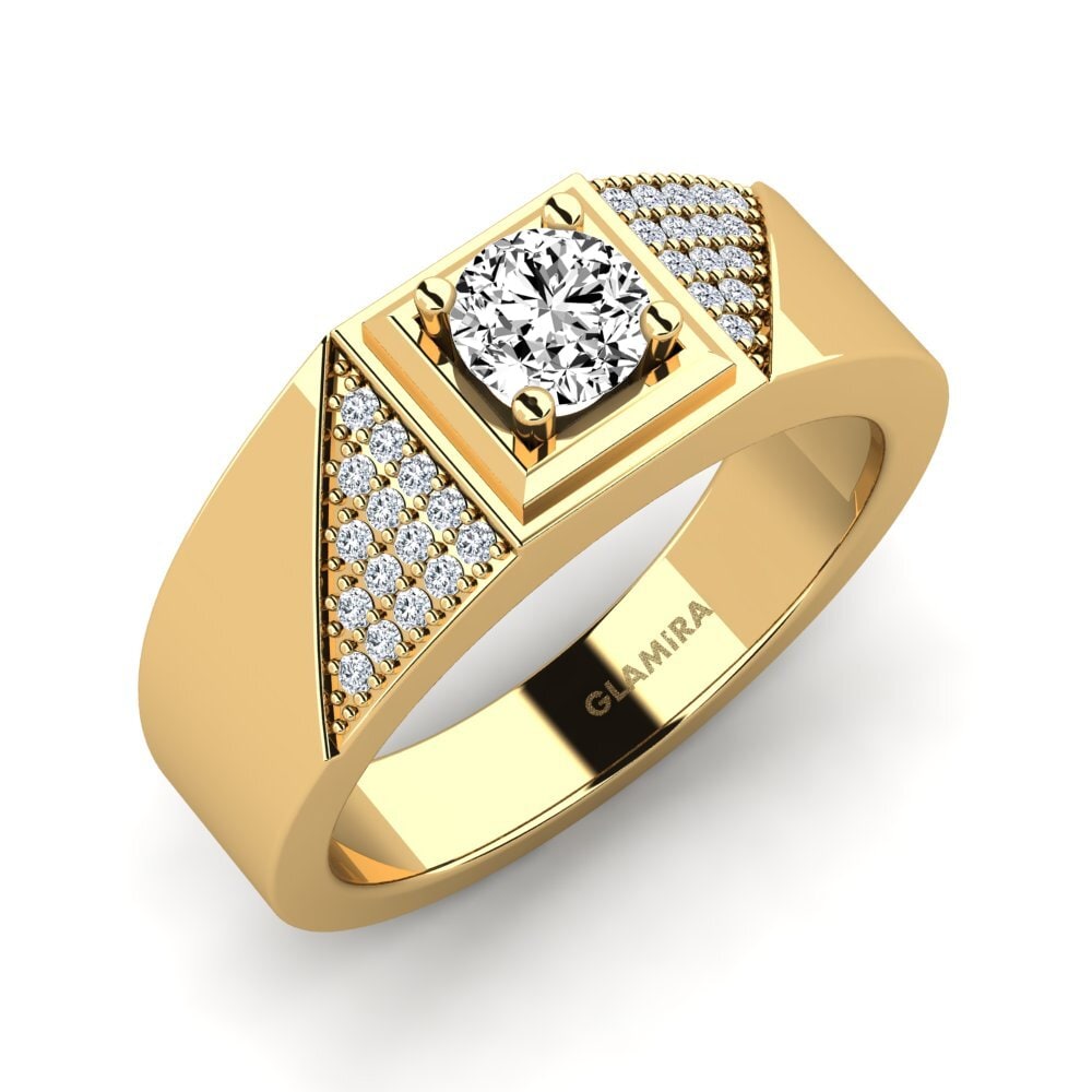 Oro Giallo 585 Moissanite Anello da uomo Denis