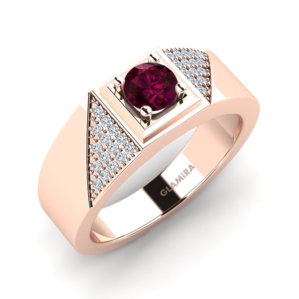9ct Rose Gold Rhodolite Garnet Men's Ring Denis