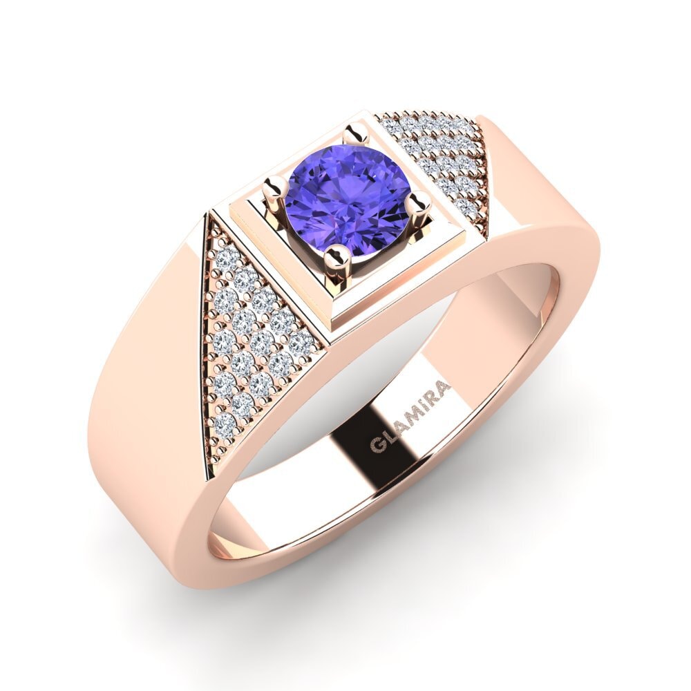 18ct Rose Gold Tanzanite Men's Ring Denis