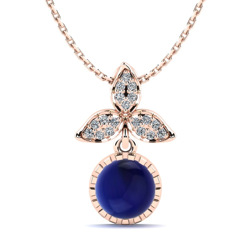 14k Oro Rosa Zafiro Cabujón Colgante de Mujer Denisha