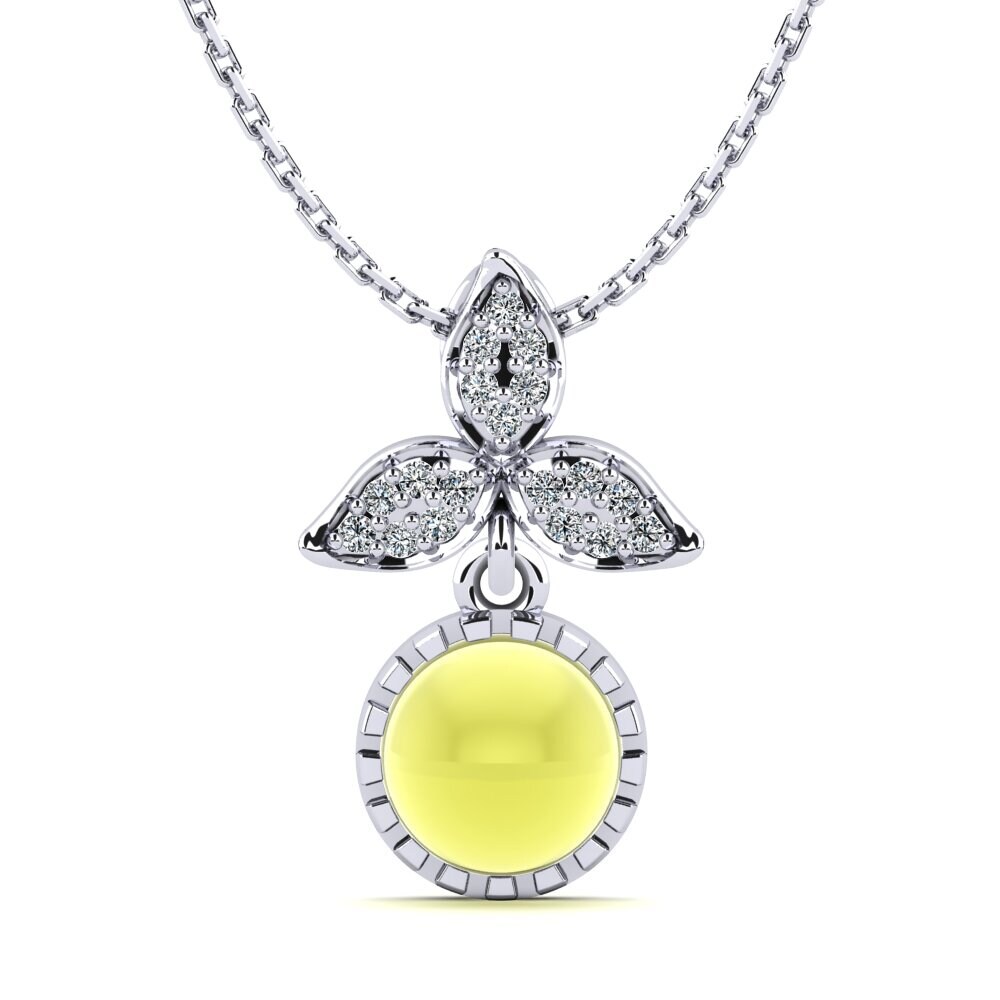 Plata 925 Topacio Limón Cabujón Colgante de Mujer Denisha