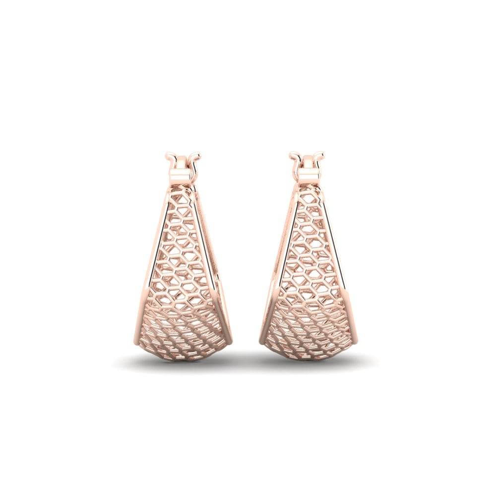 14k Oro Rosa Pendientes Denude