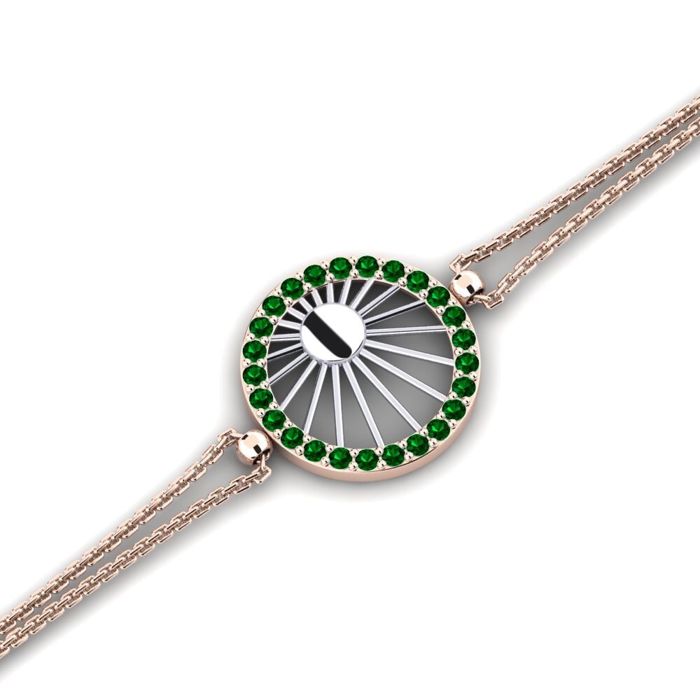 9ct Rose & White Gold Green Zirconia Women's Bracelet Derate