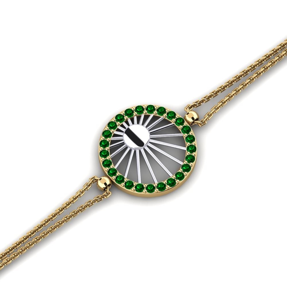 9ct Yellow & White Gold Green Zirconia Women's Bracelet Derate