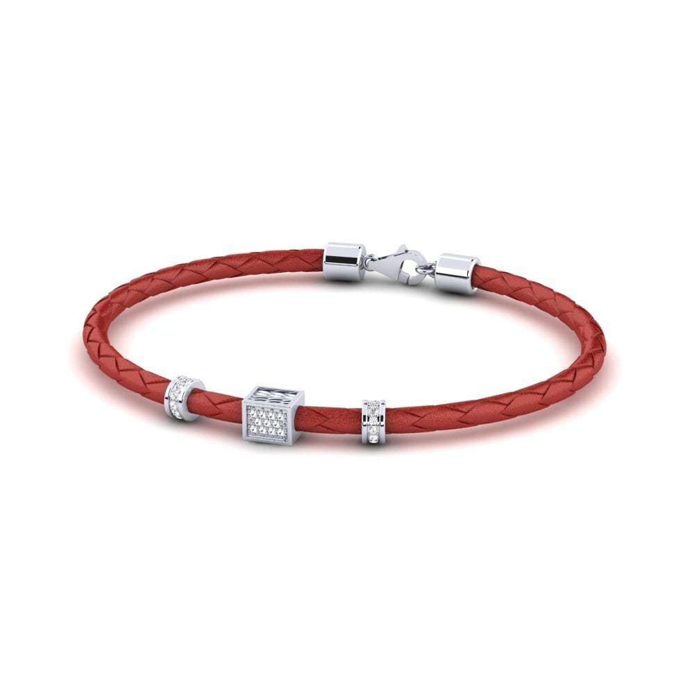 18k Oro Blanco Zafiro blanco Pulsera para hombre Derek
